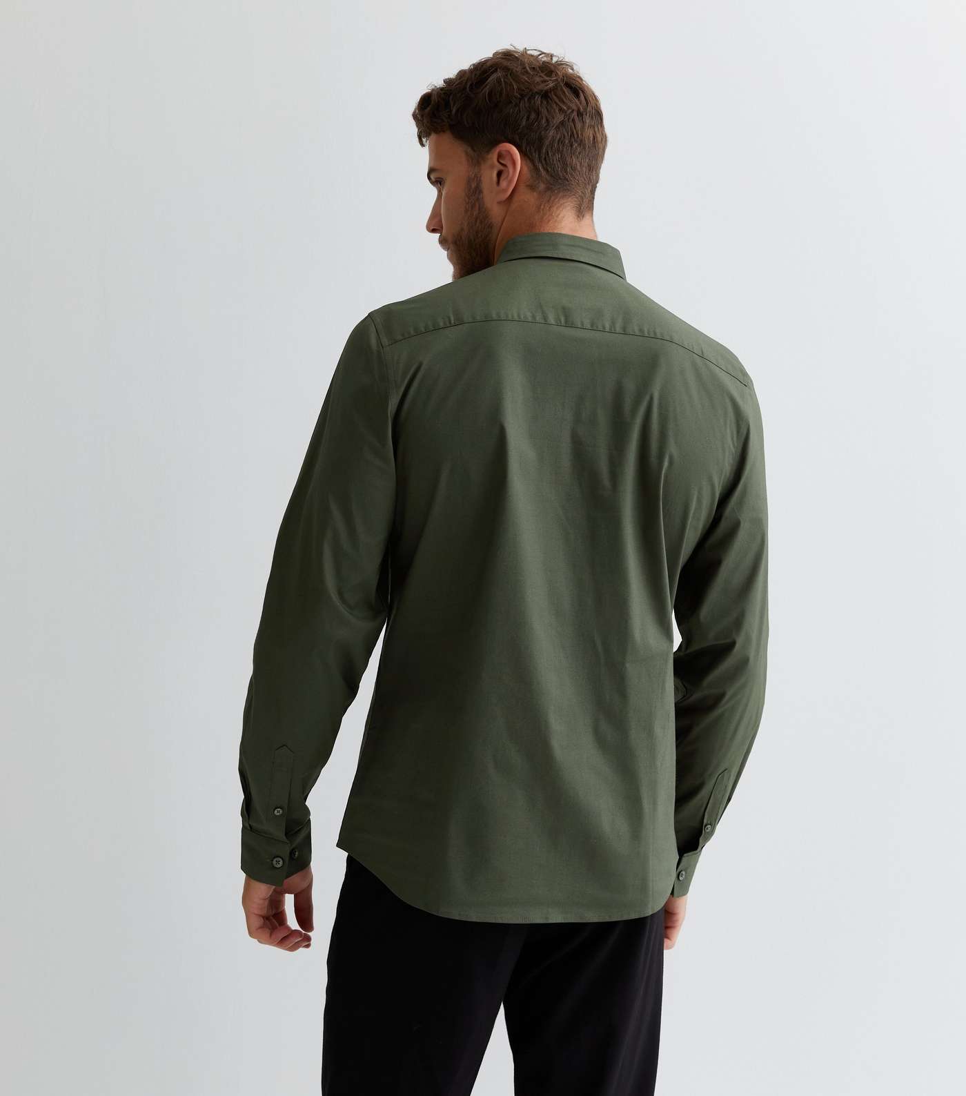 Khaki Poplin Long Sleeve Regular Fit Shirt Image 4