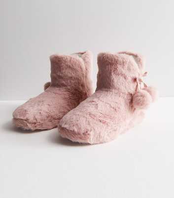 Pink Faux Fur Slipper Boots