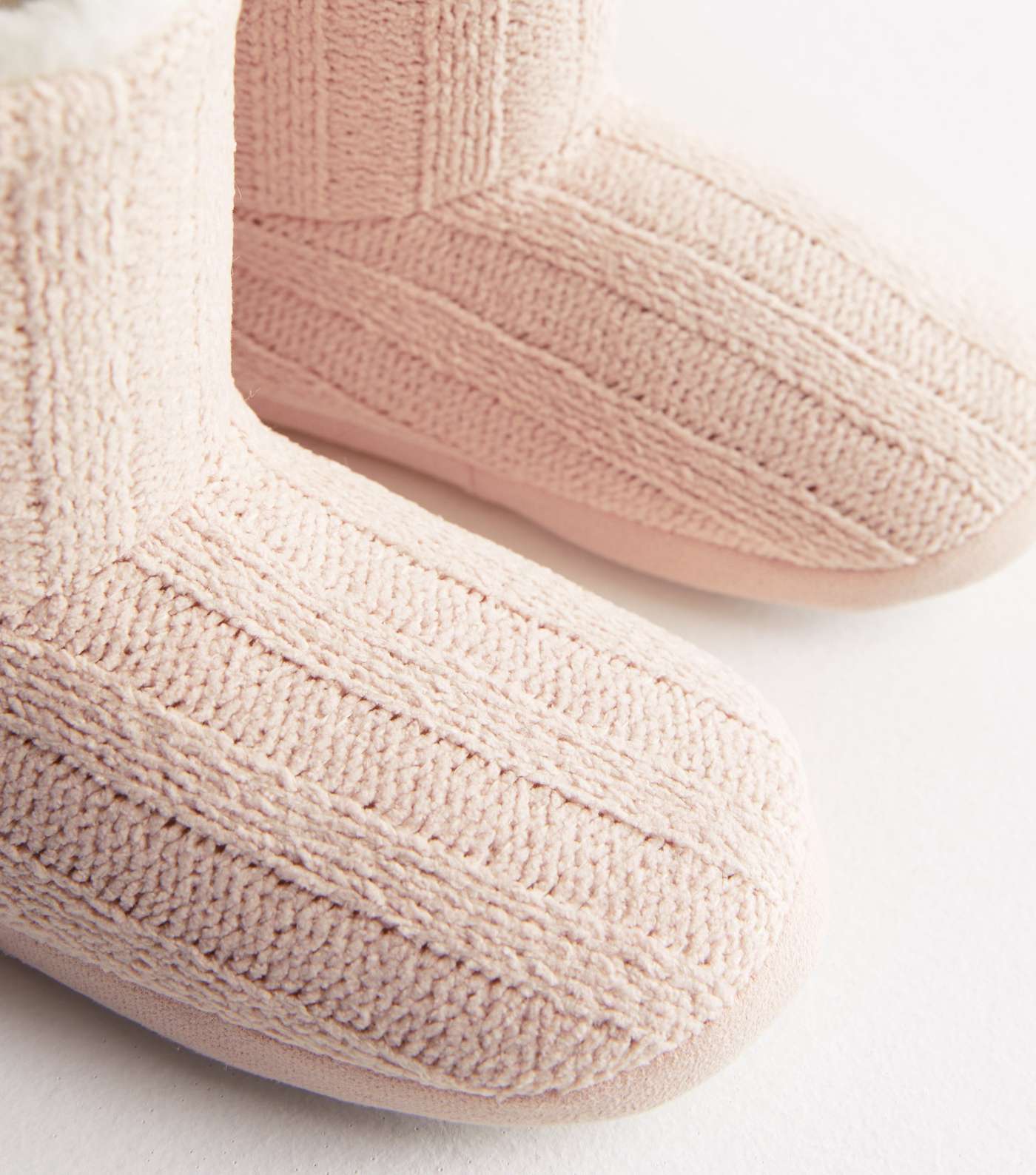 Pink Knit Slipper Boots Image 4