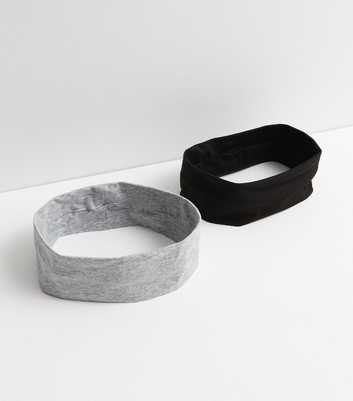 2 Pack Black and Grey Jersey Headbands