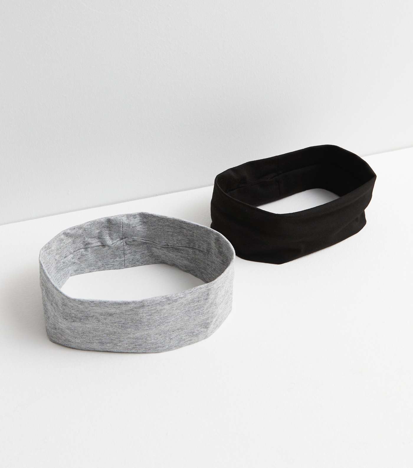 2 Pack Black and Grey Jersey Headbands