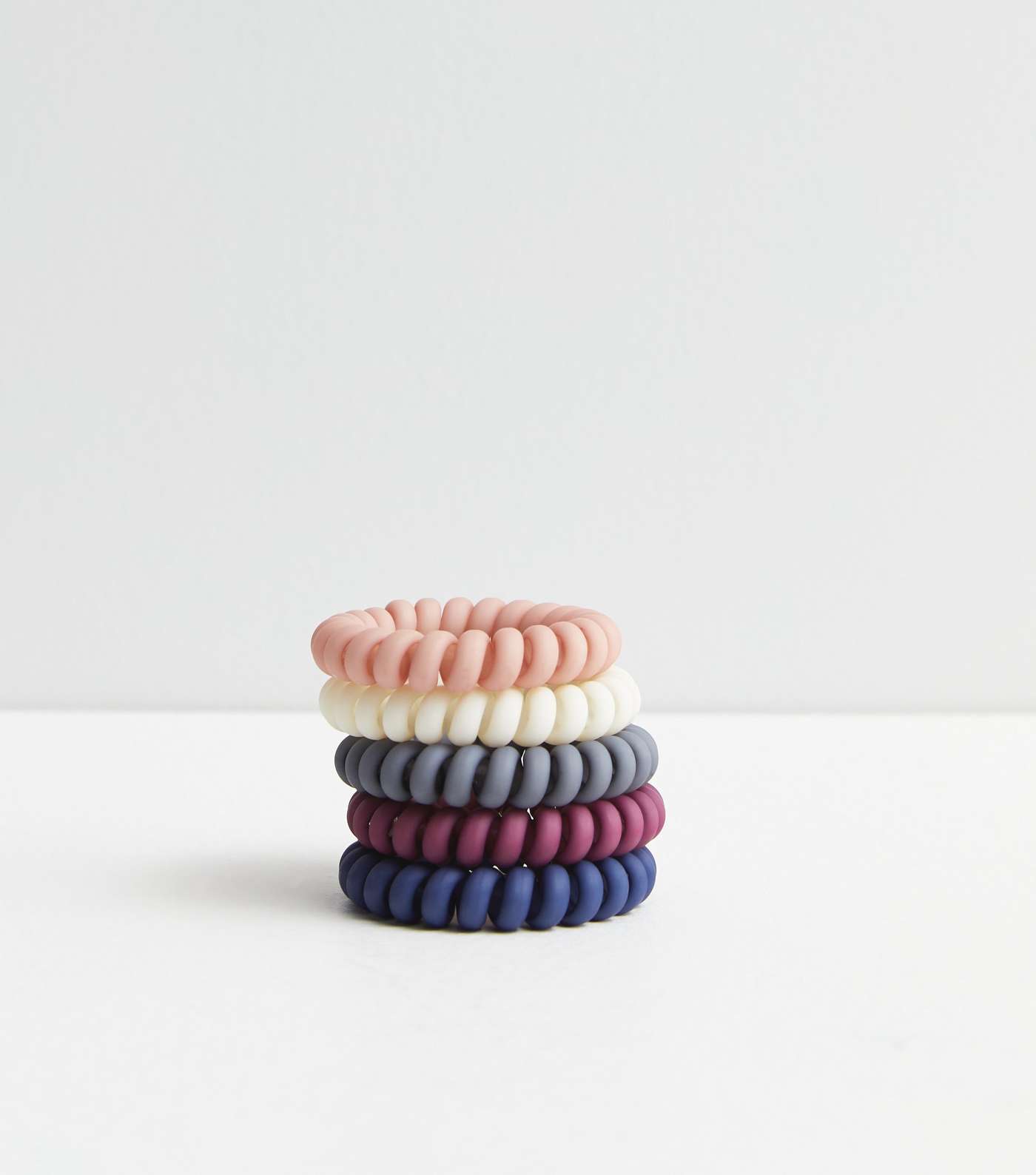 5 Pack Multicoloured Matte Spiral Hair Bands Image 2