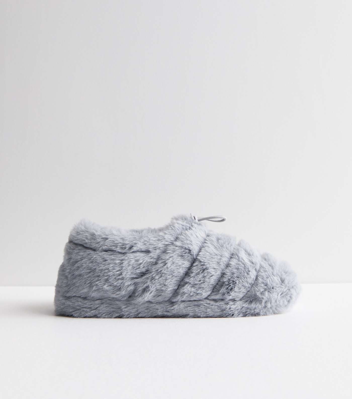Grey Faux Fur Fluffy Slippers Image 3