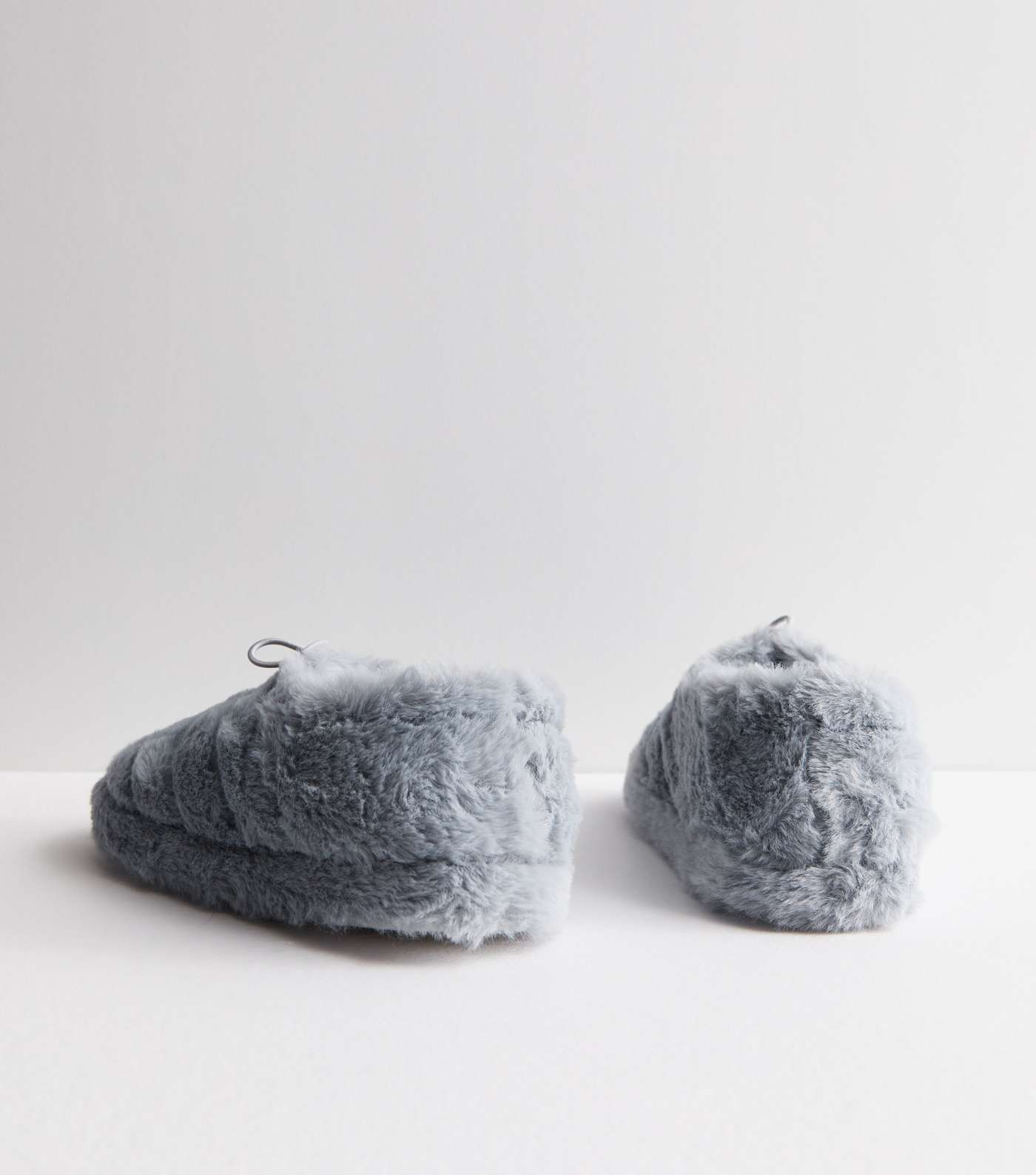Grey Faux Fur Fluffy Slippers Image 5