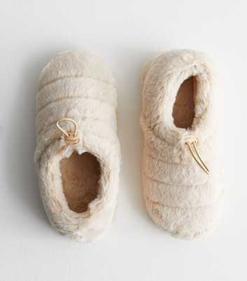 Cream Faux Fur Ballerina Slippers