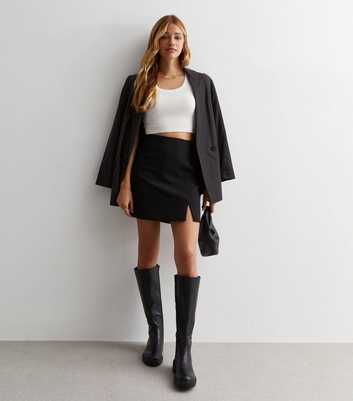 Black Split Hem Mini Skirt