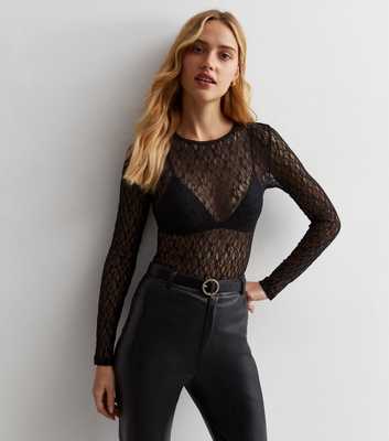 Black Lace Long Sleeve Bodysuit
