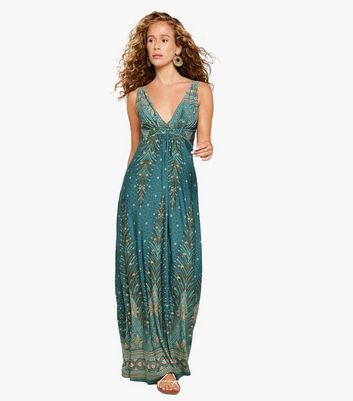 Apricot Teal Paisley Strappy Maxi Dress New Look