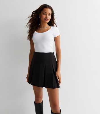 Petite Black Pleated Mini Skirt