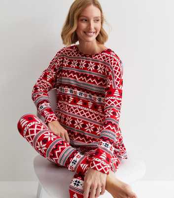 Maternity Red Soft Touch Legging Family Pyjama Set with Fairisle Print
