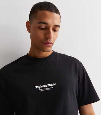 Jack & Jones Black Cotton Originals Studio Logo T-Shirt