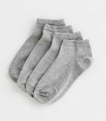 4 Pack Pale Grey Trainer Socks