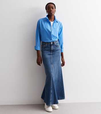 Tall Blue Denim Maxi Skirt