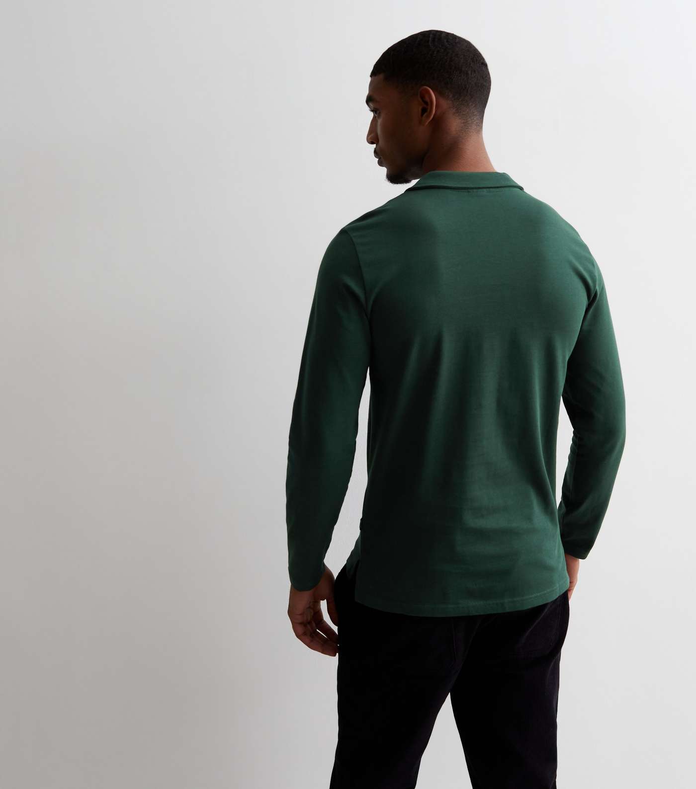 Only & Sons Dark Green Cotton Split Neck Shirt Image 4