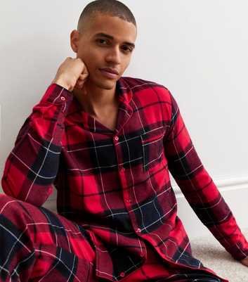Red Trouser Family Christmas Pyjama Set with Check Pattern