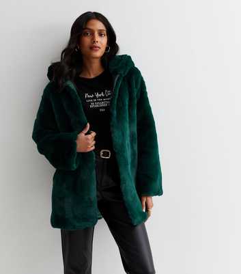 Gini London Green Faux Fur Hooded Jacket