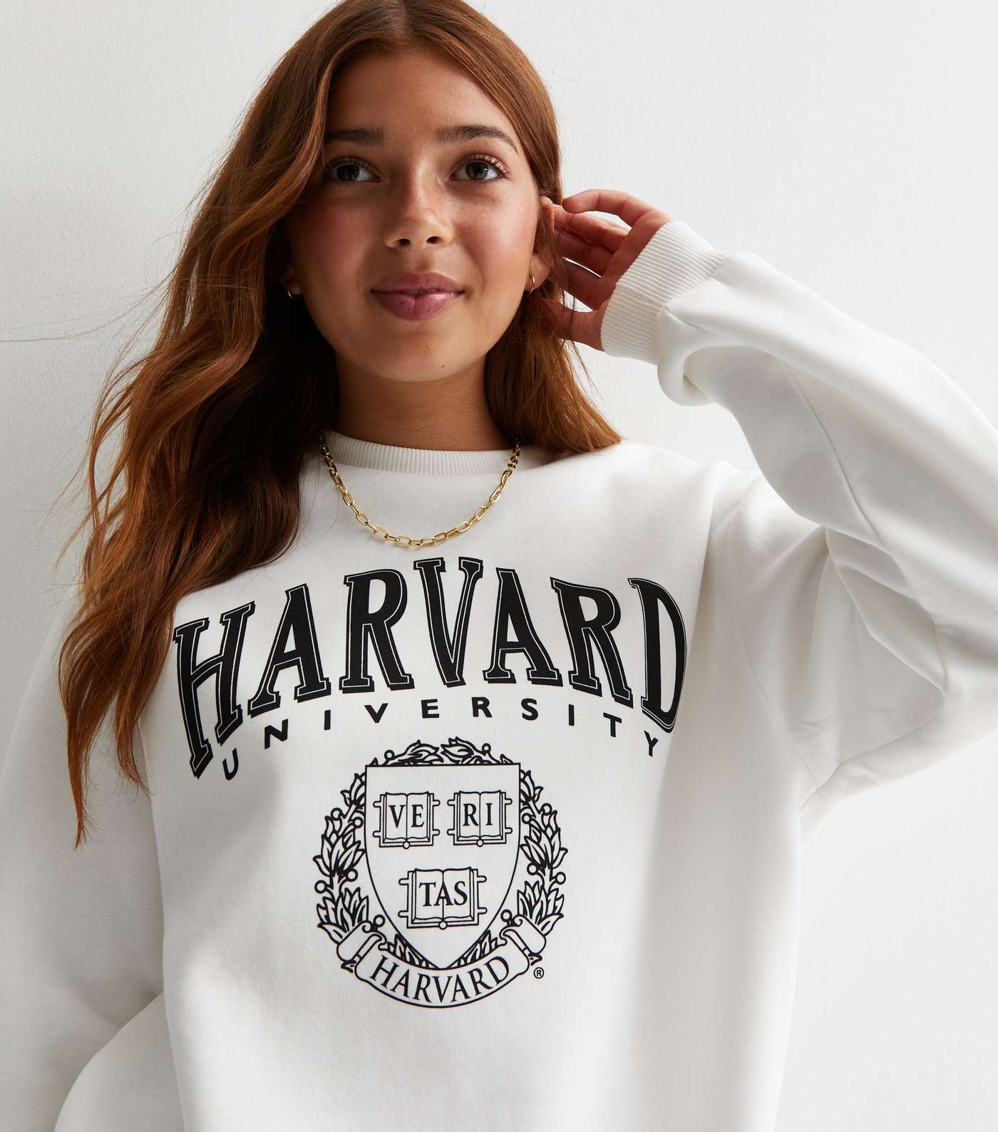 Girls Cream Harvard Logo Sweatshirt Image 2