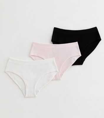 Girls 3 Pack Black Pink and White Seamless Briefs