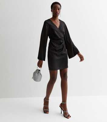 Tall Black Jacquard Mini Dress