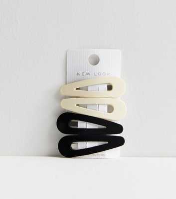 4 Pack Cream and Black Matte Hair Clips