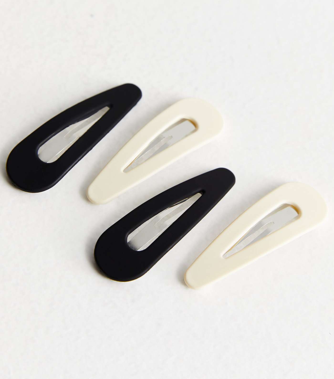 4 Pack Cream and Black Matte Hair Clips Image 2