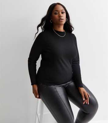 ONLY Curves Black Ribbed Jersey High Neck Top
