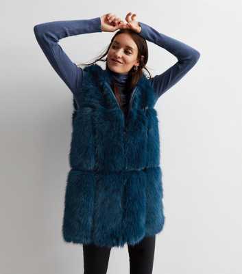 Gini London Blue Faux Fur Gilet