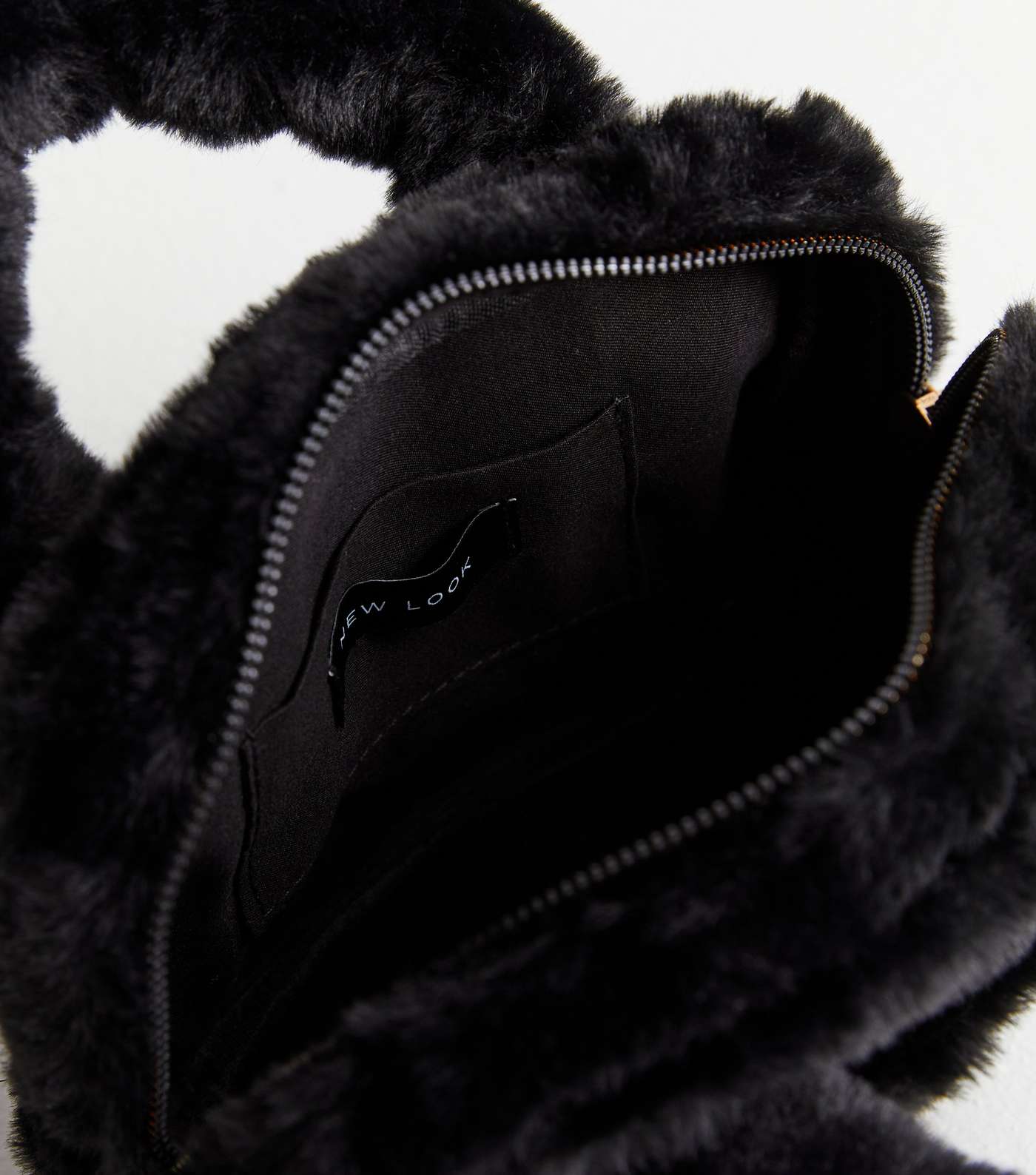 Black Faux Fur Mini Bowler Bag Image 5