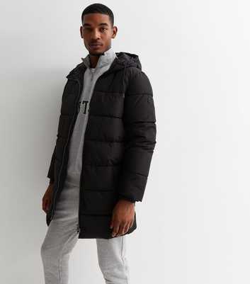 Only & Sons Black Hooded Puffer Coat