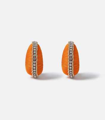 Freedom Bright Orange Diamanté Hoop Earrings