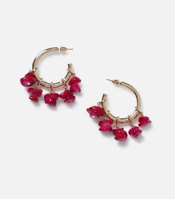 Freedom Bright Pink Shell Chipping Hoop Earrings