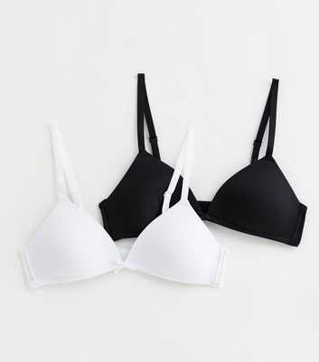Girls 2 Pack Black and White Non Wired Padded Bras