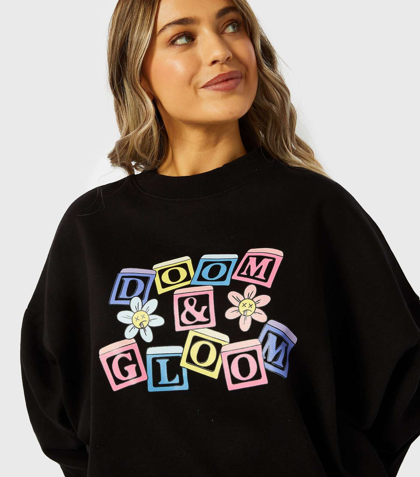 Skinnydip Black Doom and Gloom Logo Oversized Sweatshirt Image 3