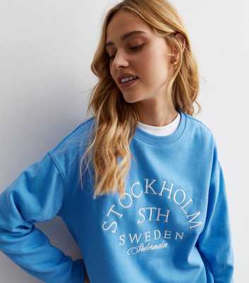 Bright Blue Stockholm Logo Sweatshirt