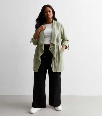 Curves Olive Waterfall Duster Jacket