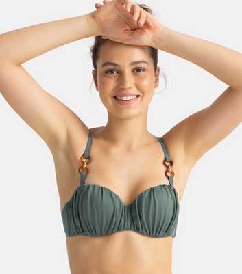 Dorina Green Ruched Bikini Top