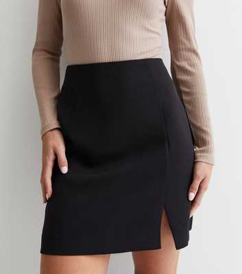 Petite Black Split Hem Mini Skirt