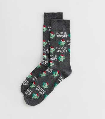Dark Grey Muscle Sprout Christmas Socks