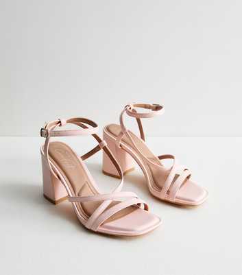 Pink Strappy Block Heel Sandals