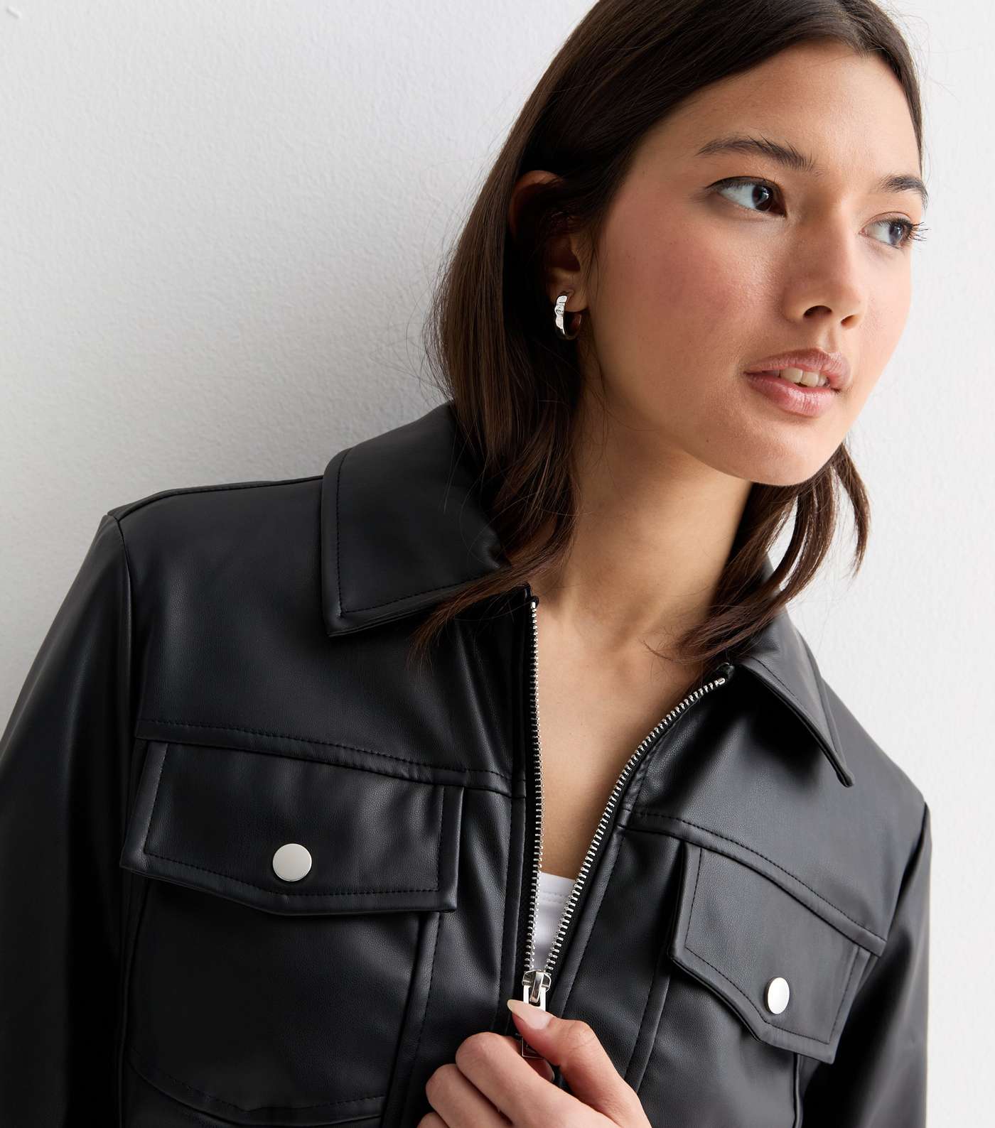 Black Leather-Look Jacket Image 2