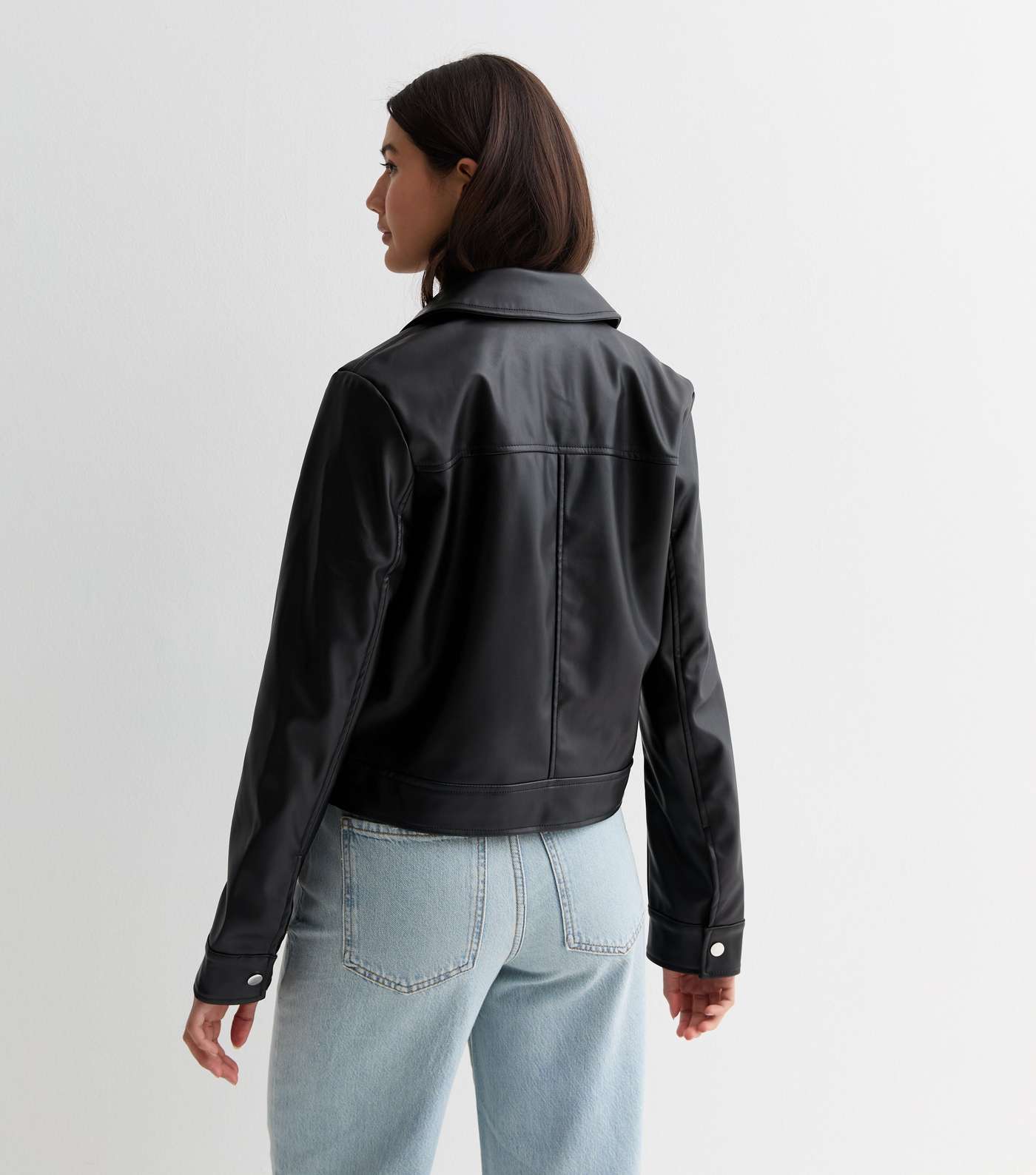 Black Leather-Look Jacket Image 4