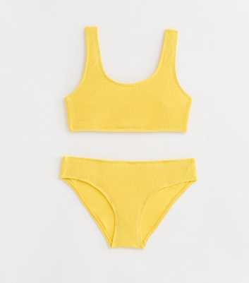 Girls Yellow Textured Bikini Set