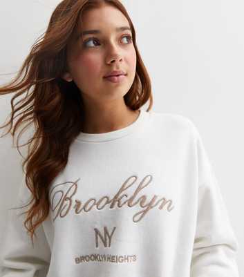 Girls Off White Brooklyn Embroidered Logo Crop Sweatshirt