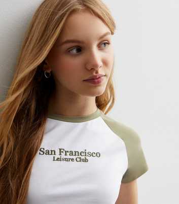 Girls Olive San Fran Logo Raglan T-Shirt