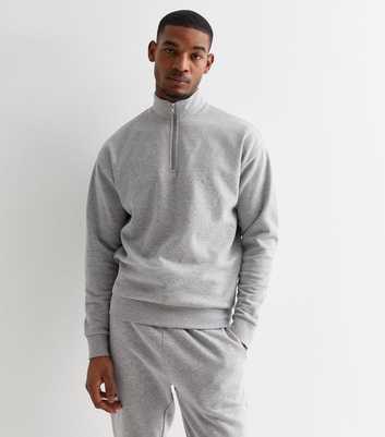 Grey Marl 1/4 Zip Sweatshirt