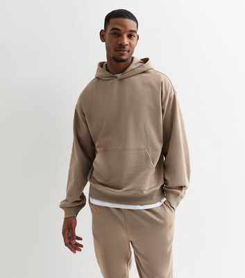 Mid Brown Pocket Front Oversized Hoodie 