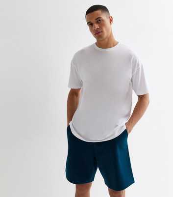 Blue Relaxed Fit Drawstring Jersey Shorts