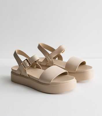 Off White Leather-Look Chunky Sandals