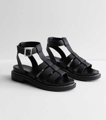 Black Chunky Multi Strap Sandals