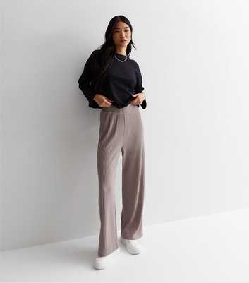 Mink Ribbed Knit Trousers